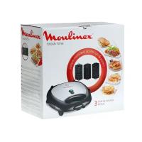 Сендвичница MOULINEX SW611812, 700 Вт, антипригарное покрытие, чёрно-серебристая