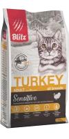 Blitz Корм для кошек с индейкой BCD02-1-00400 | Sensitive Turkey Adult Cat All Breeds 0,4 кг 53595 (10 шт)