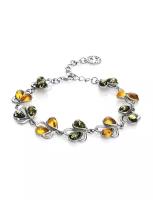 Браслеты из янтаря в серебре Амберхолл Красивый серебряный браслет, украшенный янтарём двух цветов «Ландыш»