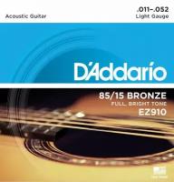 D'ADDARIO EZ910 струны для акустической гитары, бронза, 85/15, Light, 11-52