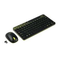 Комплект клавиатура и мышь Logitech MK240, беспроводной, мембранный, USB, черно-желтый