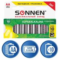 Батарейки алкалиновые Sonnen Super Alkaline LR06 (АА) 10 шт 454231