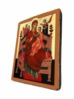 Освященная икона на дереве ручной работы - Пресвятая Богородица Всецарица (Пантанасса), арт И091 / 15x20х1,8 см