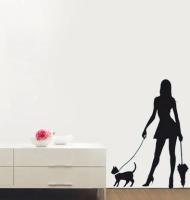 Интерьерная наклейка Девушка с кошкой
