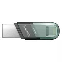 Флешка USB Sandisk iXpand Flip 256ГБ, USB3.1, зеленый и серебристый [sdix90n-256g-gn6ne]