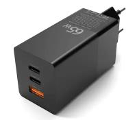 Зарядное устройство Dismac Power Adapter GaN 65W, 1х USB, 2х Type-C, черный