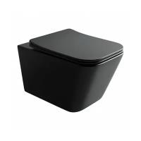 Унитаз подвесной безободковый Ceramica Nova Metric Rimless, сиденье с микролифтом, черный матовый