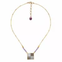 Колье Nature Bijoux, Le Square, с подвеской в форме квадрата, с перламутром и аметистом, NB21.1-15-41522 (серый)