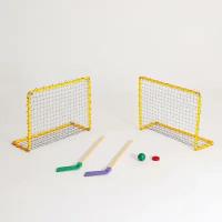 Набор хоккейный 6 в 1: 2 клюшки, 2 ворот с сеткой, шайба, мячик, в коробке