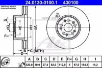 ATE 24.0130-0100.1 Диск тормозной передн, MERCEDES-BENZ: S-CLASS 300 SE 2.8/300 SE,SEL/S320/400 SE,SEL/S420/500 SE,SEL/600 SE,SEL/S 280/S 300 Turbo-D/S 350 Turbo-D/S 420/S 500/S 600