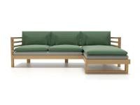 Садовый угловой диван Soft Element Атлантик-С, цвет Green Gray, из дерева, с подушками, на террасу, на веранду, для дачи, для бани в комнату отдыха