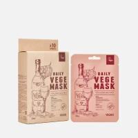 Набор повышающих тонус тканевых масок 10 шт YADAH daily vege mask wine