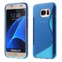 Антискользящий чехол накладка для Samsung Galaxy S7 (SM-G930) (Синий)