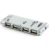 Разветвитель USB Gembird UHB-C244 хаб - концентратор 4 порта USB2.0 + блоком питания прямоугольник - серебристый