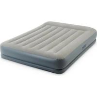 Надувная кровать Intex Pillow Rest Mid-Rise Bed (Queen) 152х203х30см с подголовником, встр.насос 220В, 64118