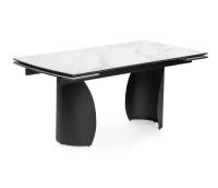 Керамический стол Woodville Готланд 180(240)х90х79 белый мрамор / черный