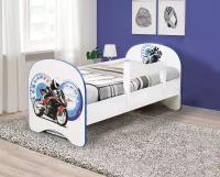 Детская кровать Мотоцикл 140 белый