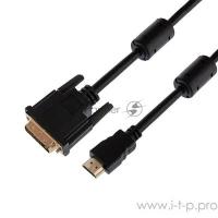 Шнур Hdmi - Dvi-d с фильтрами, длина 7 метров (gold) (PE пакет) Rexant 17-6307