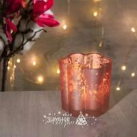 Kaemingk Стеклянный подсвечник для маленькой свечи Нежная Фиалка 6 см розовый 646115