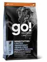 GO! беззерновой корм для щенков и собак с минтаем для чувствительного пищеварения