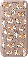 Чехол-книжка на Apple iPhone SE / 5s / 5 / Эпл Айфон 5 / 5с / СЕ с рисунком "Corgi Pattern" золотой