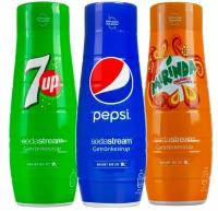 Сироп-концентрат SodaStream 3 шт. 7up, Pepsi, Mirinda 440мл