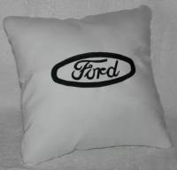 Подушка Ford белая вышивка черная