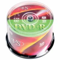 Диски DVD+R (плюс) VS 4,7 Gb 16x Cake Box (упаковка на шпиле), комплект 50 шт., VSDVDPRCB5001 . Комплект - 1 шт