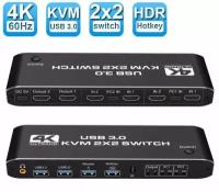HDMI KVM-переключатель HDMI 2,0 USB 3,0 4K 120 Гц