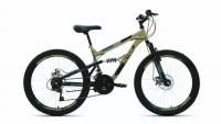 Подростковый велосипед ALTAIR MTB FS 24 disc 2021, бежевый/черный, рама 15"