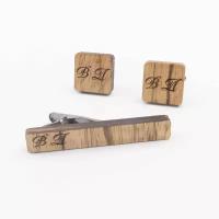 Индивидуальные запонки и держатель для галстука из древесины Забрано