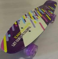 Скейтборд со светящимися колесами Exercise World фиолетовый пенниборд