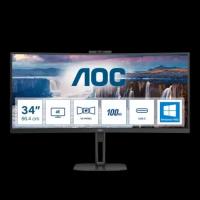 Монитор AOC 34"(3440x1440) AOC CU34V5CW CU34V5CW/BK/матрица VA Матовая /Встроенные колонки Встроенная веб камера Встроенный микрофон Регулировка высоты