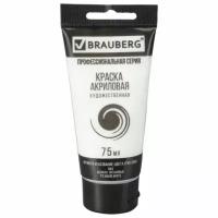 Краска акриловая Brauberg 75 мл, белила титановые