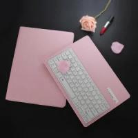 Клавиатура с чехлом для iPad Pro 10.5/ iPad Air 2019 съёмная беспроводная Bluetooth-клавиатура розовая кожаная + русские буквы