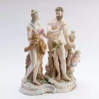Шедевр! Антикварная скульптурная композиция "Геракл и Омфала". No.5366 Meissen