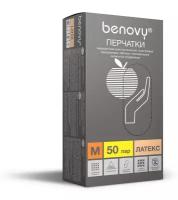 Перчатки BENOVY™ латексные опудренные 4,9гр. (50 пар) (L)