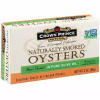 Crown Prince Natural Натуральные копченые устрицы, в чистом оливковом масле, 85 г (3 унции)