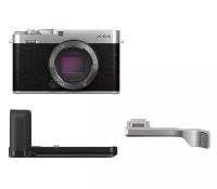 Беззеркальный фотоаппарат Fujifilm X-E4 Body c MHG-XE4 и TR-XE4, серебристый