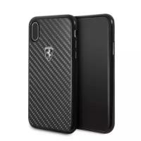 Карбоновый чехол-накладка для iPhone X/XS Ferrari Heritage Real carbon Hard, цвет черный (FEHCAHCPXBK)