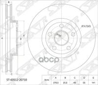 Диск Тормозной Перед Toyota Premio/Allion/Caldina Zzt/Azt24#/Voltz/Matrix Zze13#/Celica Zzt23# Sat арт. ST-43512-20710