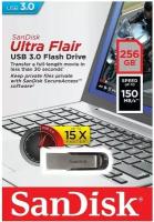 SanDisk Ultra Flair 256Gb (серебристо-черный)