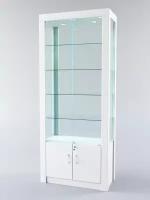 Витрина "модерн" №8 (с дверками, задняя стенка - стекло), Белый 90 x 45 x 210 см
