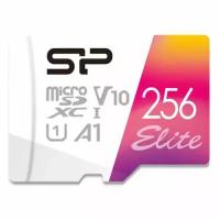 Карта памяти microSDXC UHS-I U1 Silicon Power Elite 256 ГБ, 100 МБ/с, Class 10, SP256GBSTXBV1V20SP, 1 шт., переходник SD