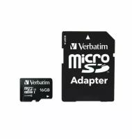 Флеш карта microSD 16GB Verbatim microSDHC Class 10 UHS-I (SD адаптер)