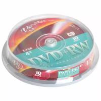 Диски DVD+RW (плюс) VS 4,7 Gb 4x Cake Box (упаковка на шпиле), комплект 10 шт., VSDVDPRWCB1001 Комплект - 2 шт