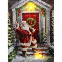 Peha Светодиодная картина с музыкой Санта Клаус ждёт в гости 40*30 см с оптоволоконной и LED подсветкой, на батарейках AP-11135
