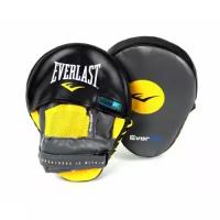 Боксерские лапы Everlast vinyl evergel mantis черно-желтые