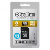 Карта памяти OltraMax MicroSDHC Class 10 8GB + SD адаптер