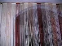Нитяная штора кисея Vershtor нитевая радуга со стеклярусом Кубики вертикальная 3х2.85м коричневый-песочный-шампань-бежевый/квадратики 1смх1см, большая плотность, арт. 107kw